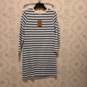 Boden Blue and White Striped Long sleeve Dress